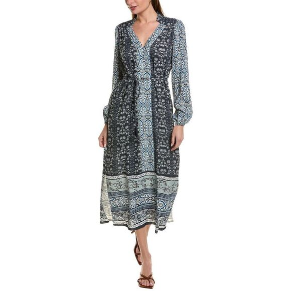 Blouse En Soie Go By GoSilk – Teinture Top Bleu – Taille L – Manches Longues – Occasion Très Bon état